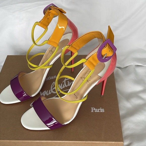 Authentic Christian Louboutin Multi-colored Patent Leather Heels size 41 1/2 - Picture 3 of 10